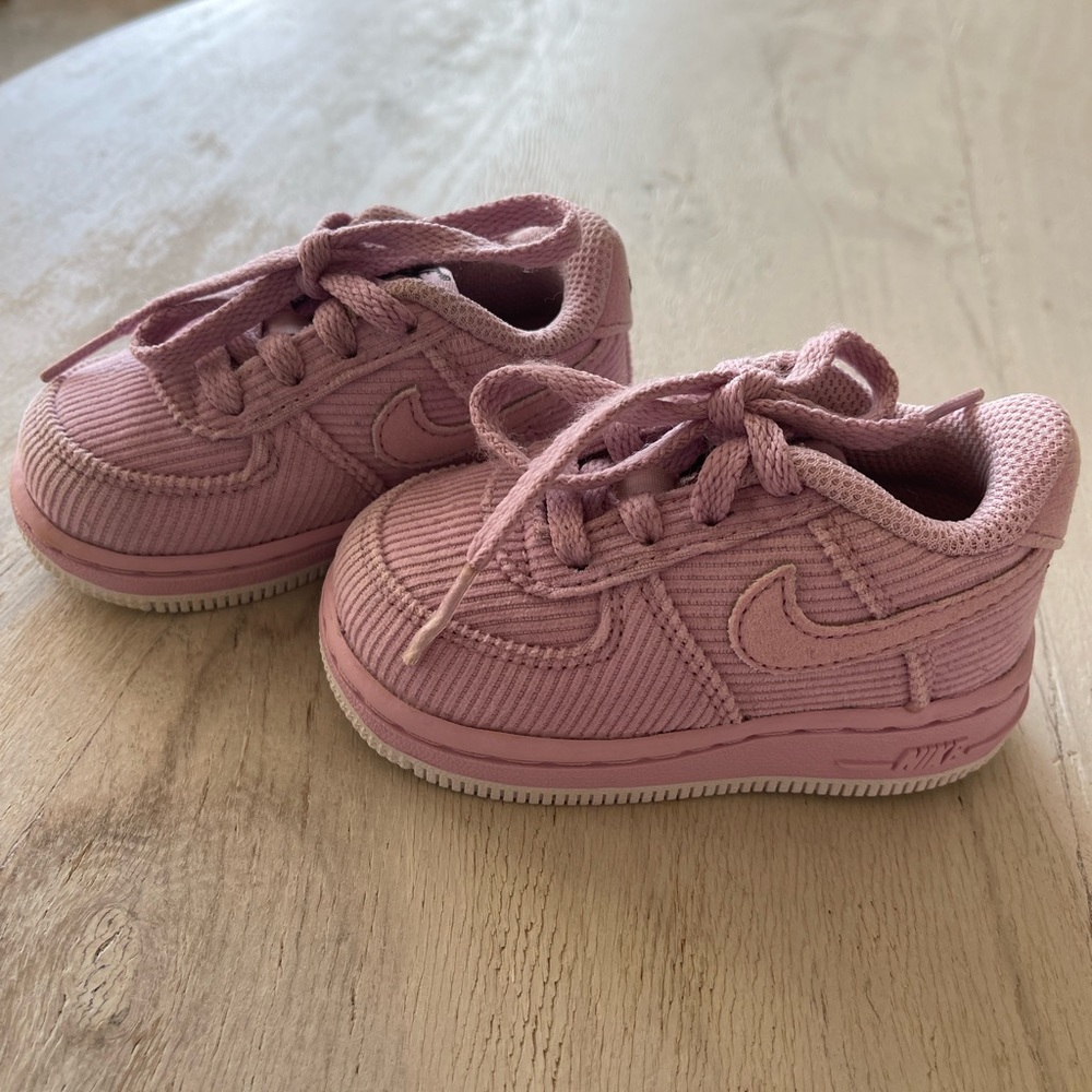 Baby Girl Dusty Pink Nike Air Force Ones. Size 4